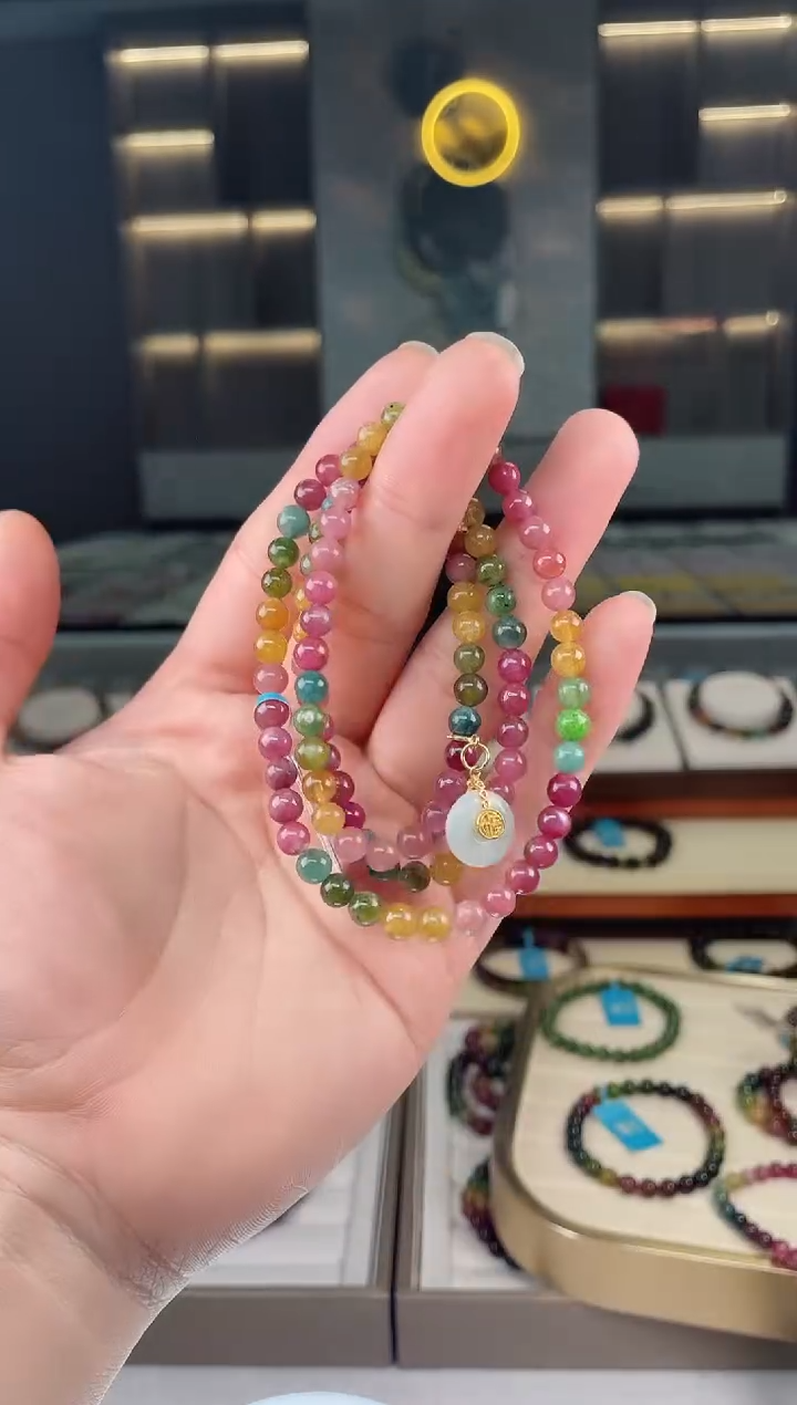 【闪购商品】碧玺三圈手串未镶嵌（多样性发一条）Y