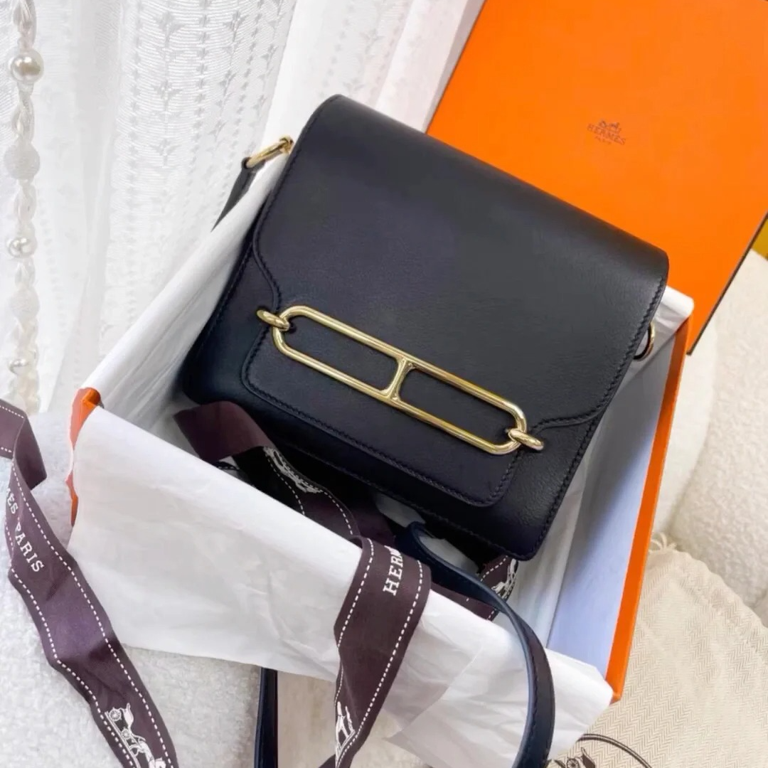 95新 Hermes/爱马仕 【小花Han】 外 黑金 猪鼻子19 C刻包