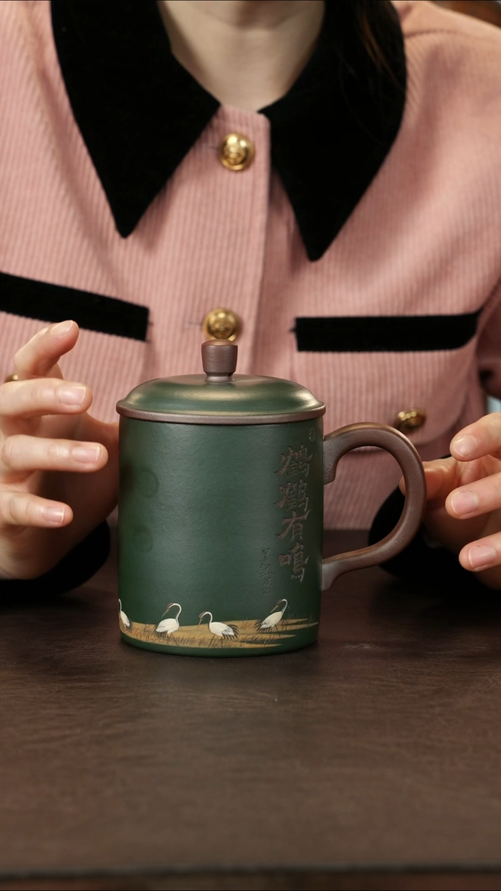 茶杯紫砂鹤鹤有鸣盖杯
