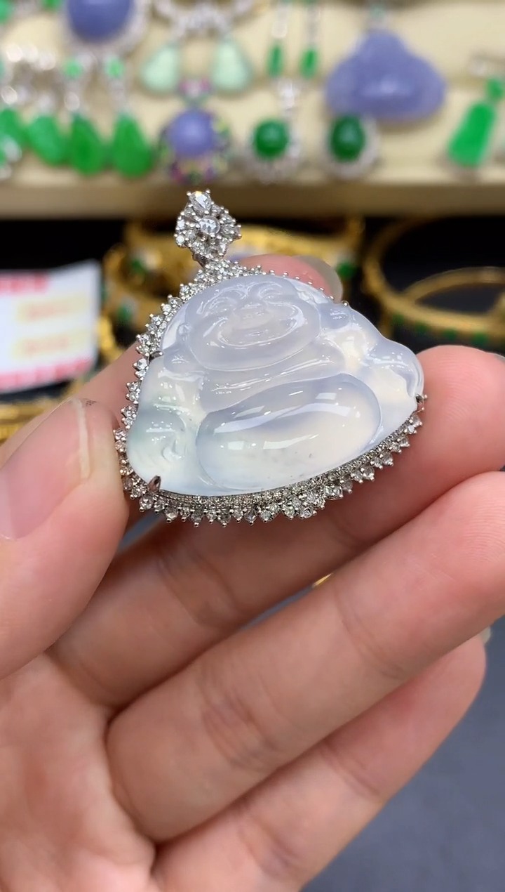 颈饰18K金镶嵌翡翠504-中国好珍宝