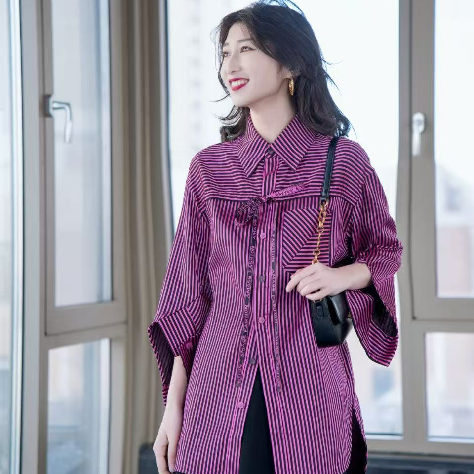 阿玛施AMASS【铁打条纹】潮流宽松条纹衬衫5300895