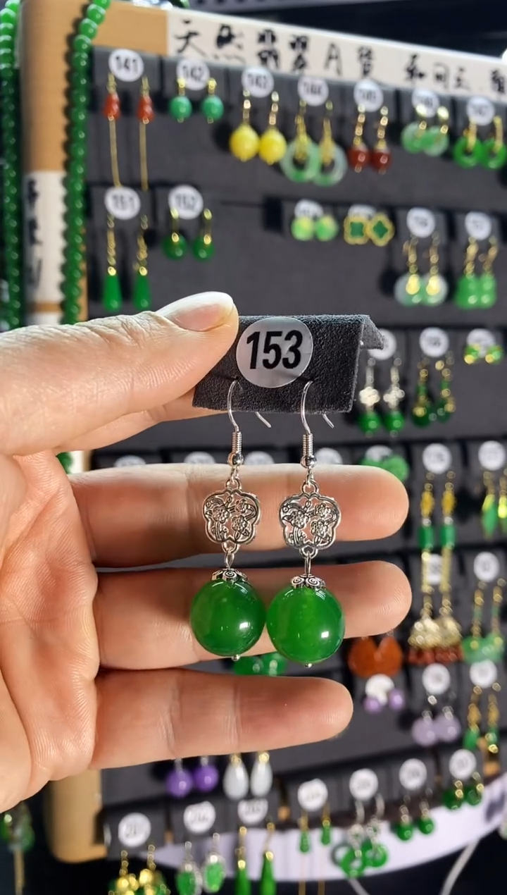 【闪购商品】翡翠耳饰银S925镶嵌153....