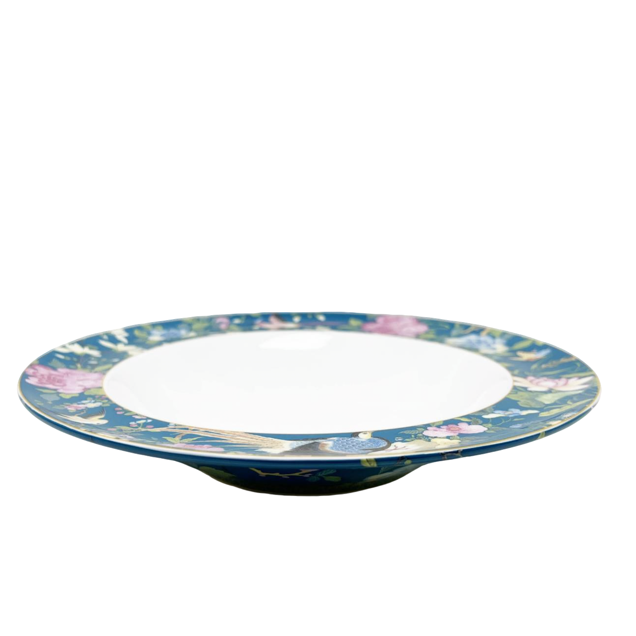 【奇居巍】百鸟和鸣骨瓷9寸平面汤盘家用餐盘 深蓝#F9508Y02-3