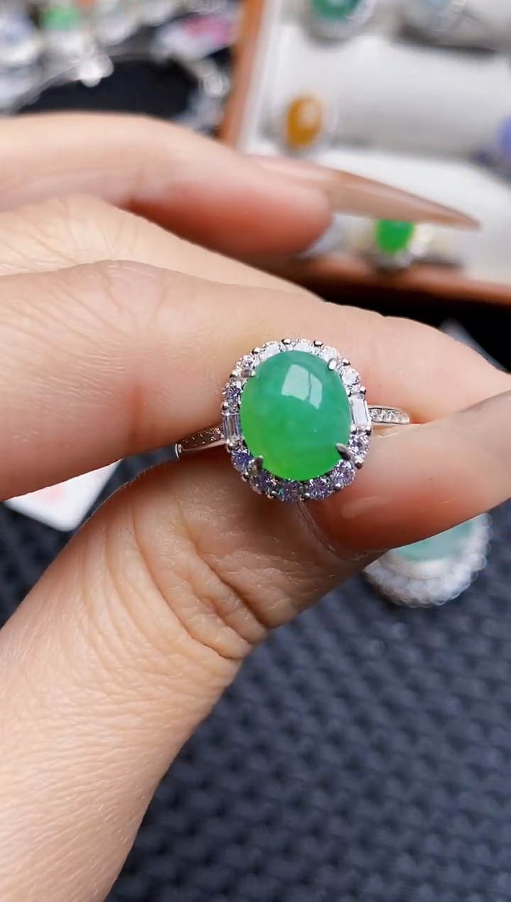 银S925镶嵌戒指翡翠2188