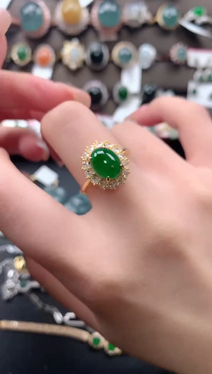 【闪购商品】翡翠戒指银S925镶嵌452141