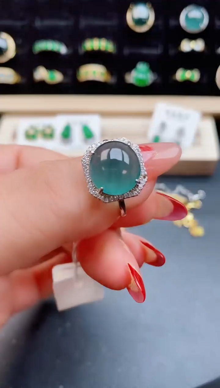 【闪购商品】翡翠戒指银S925镶嵌12121