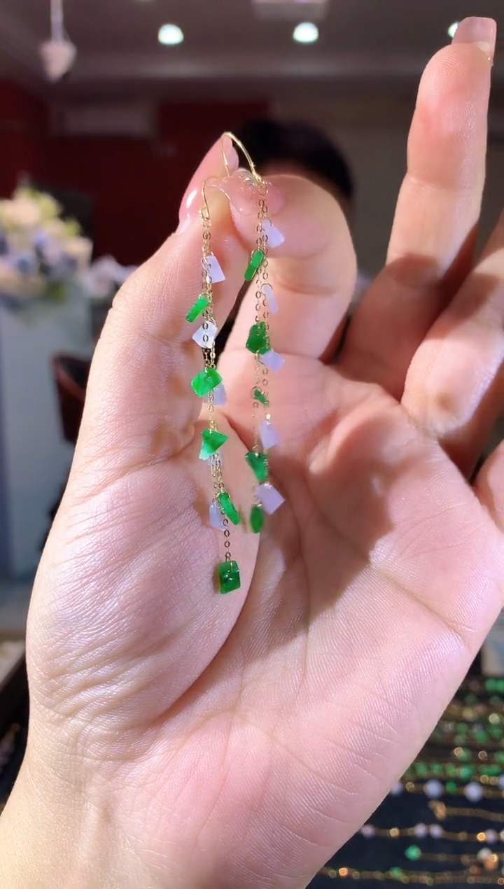 【闪购商品】翡翠18K金镶嵌耳饰345zjh时尚