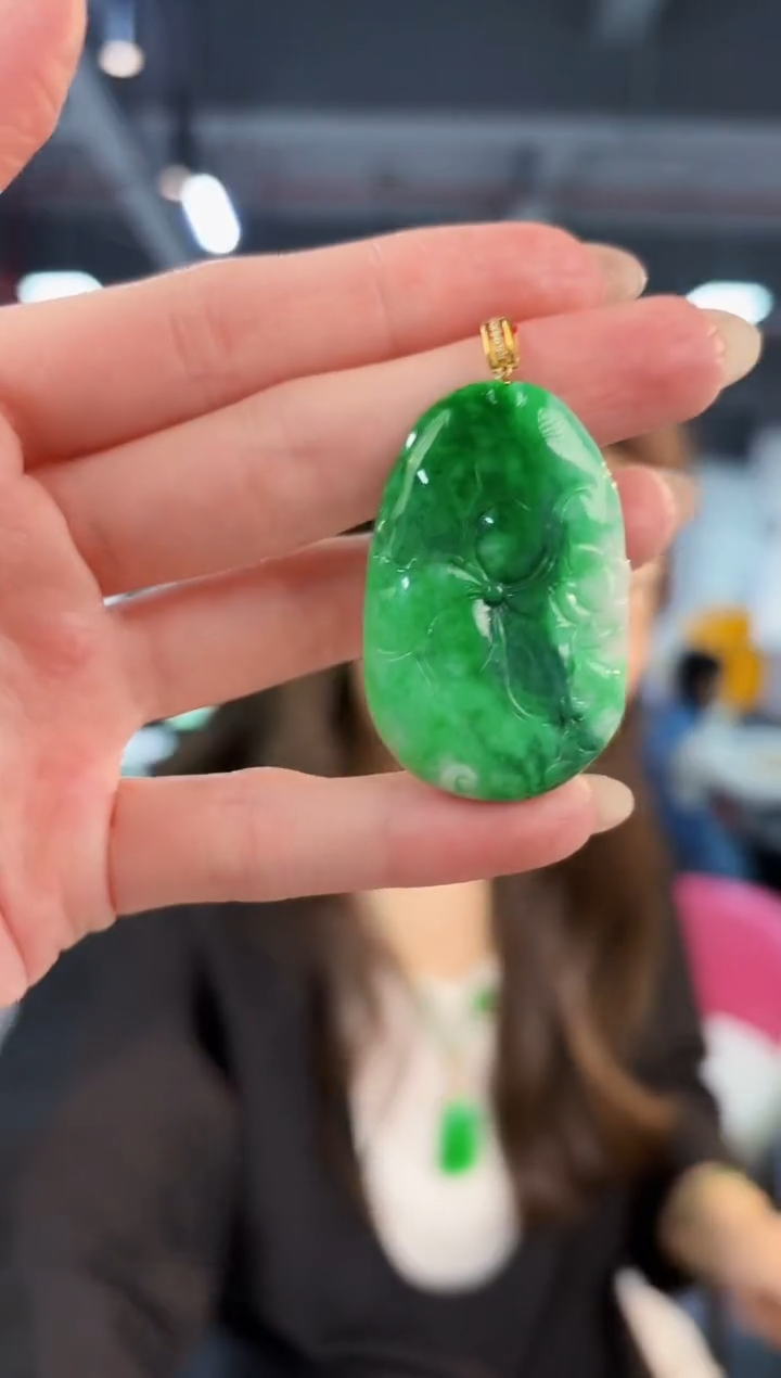 【闪购商品】翡翠颈饰18K金镶嵌 缅料A货/支持复检/一件