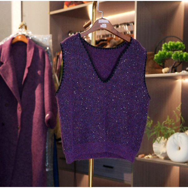 【星霜织梦-背心】中式针织亮片背心4448