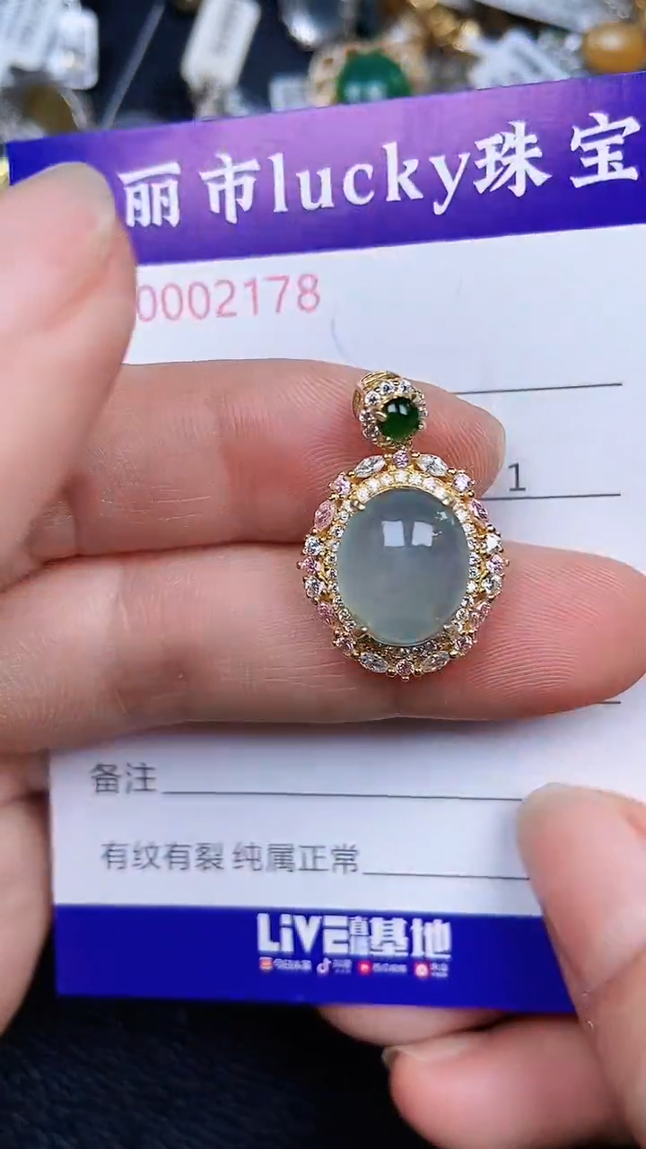 颈饰银S925镶嵌翡翠2178