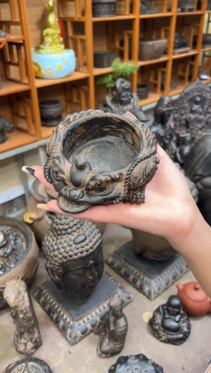 陶土【合成青石】金蟾盆