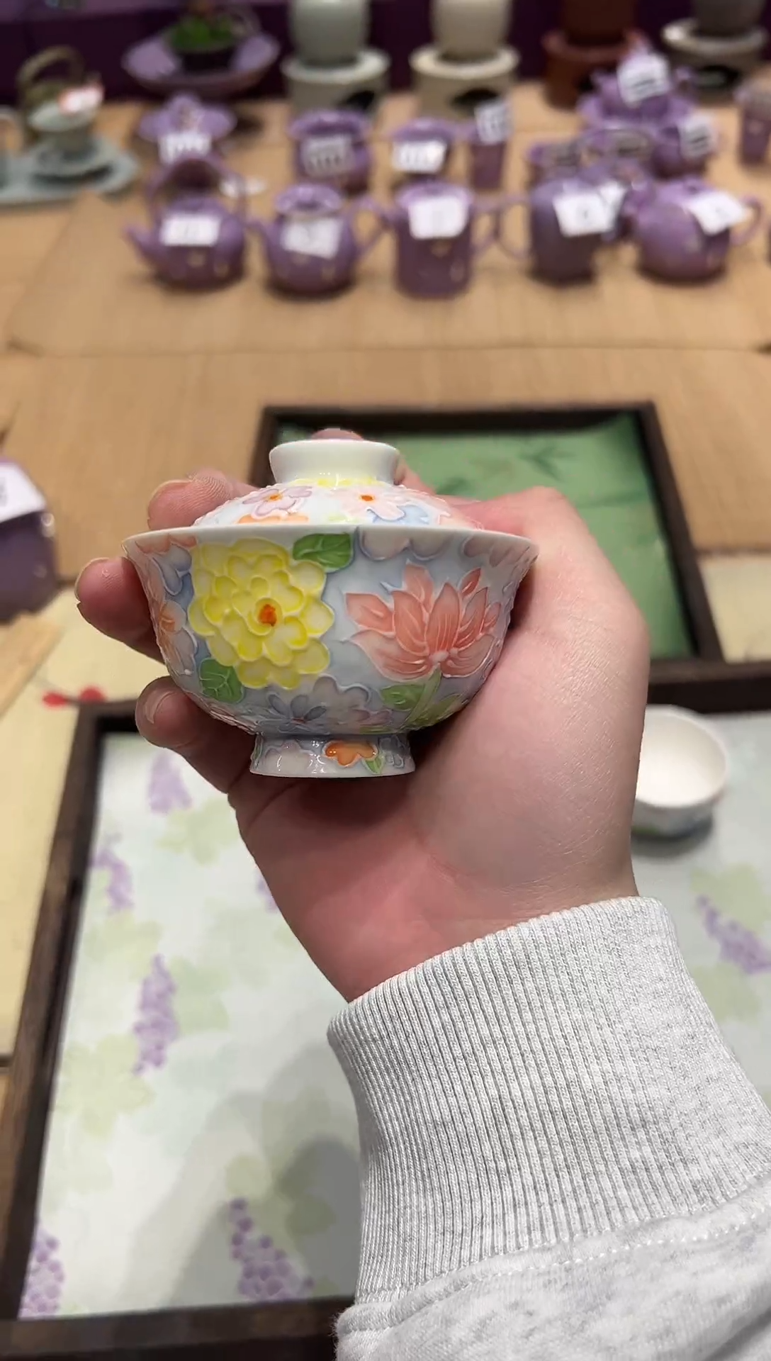 瓷片瓷手绘茶具正品 【盖碗】