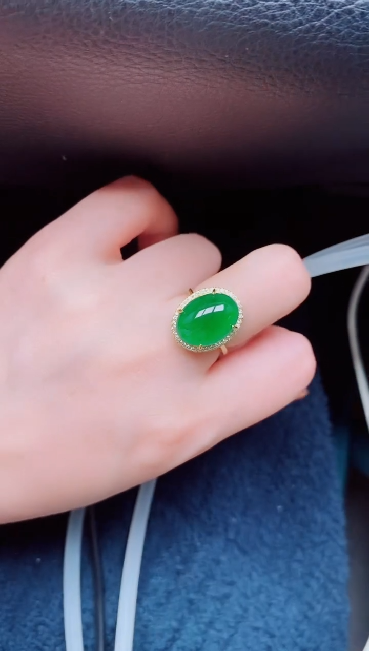 【闪购商品】翡翠戒指银S925镶嵌天然a货翡翠891