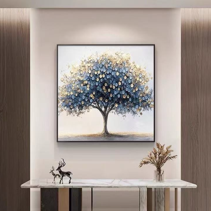 Q19发财树装饰画轻奢风格适用于入户玄关客厅沙发背景墙餐厅