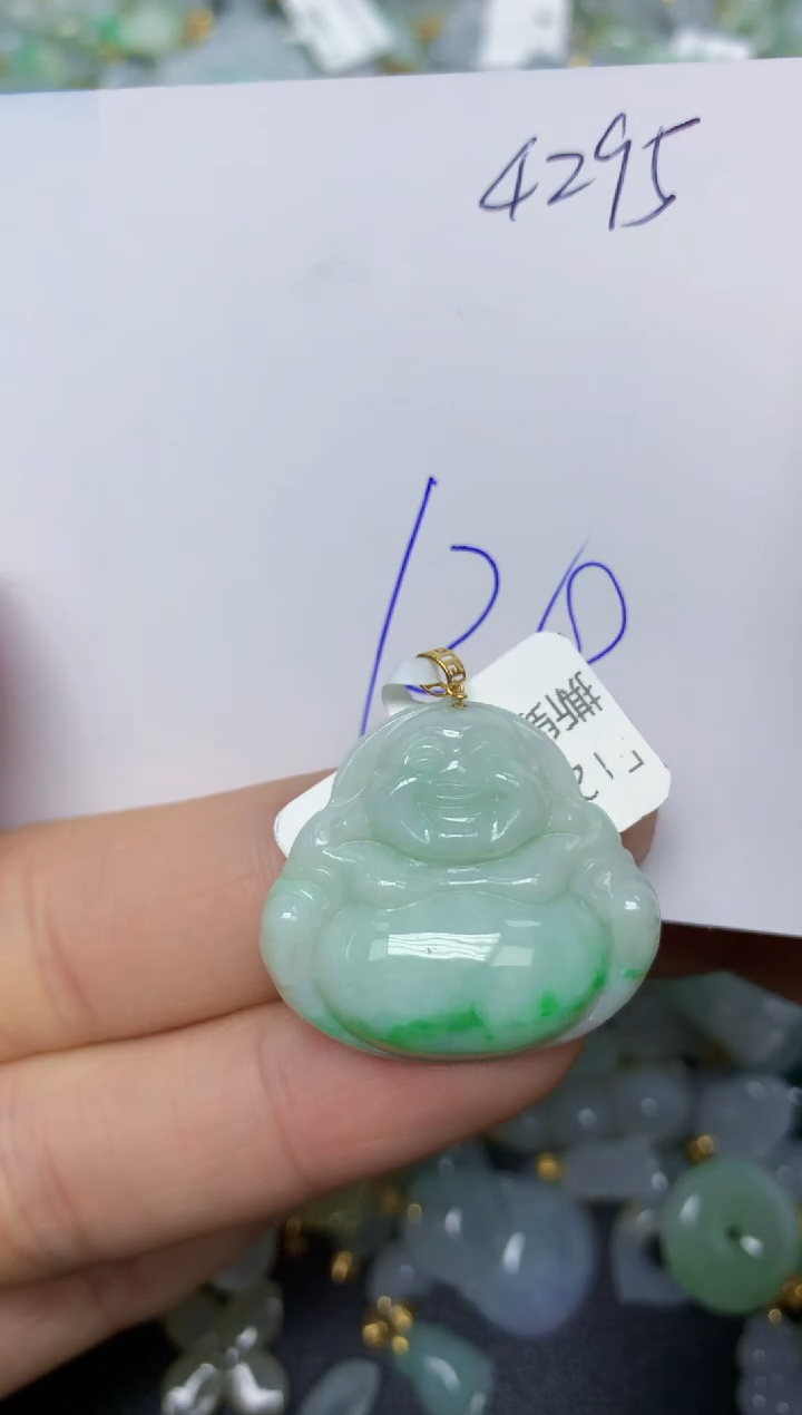 【闪购商品】翡翠挂件18K金镶嵌 天然翡翠A货