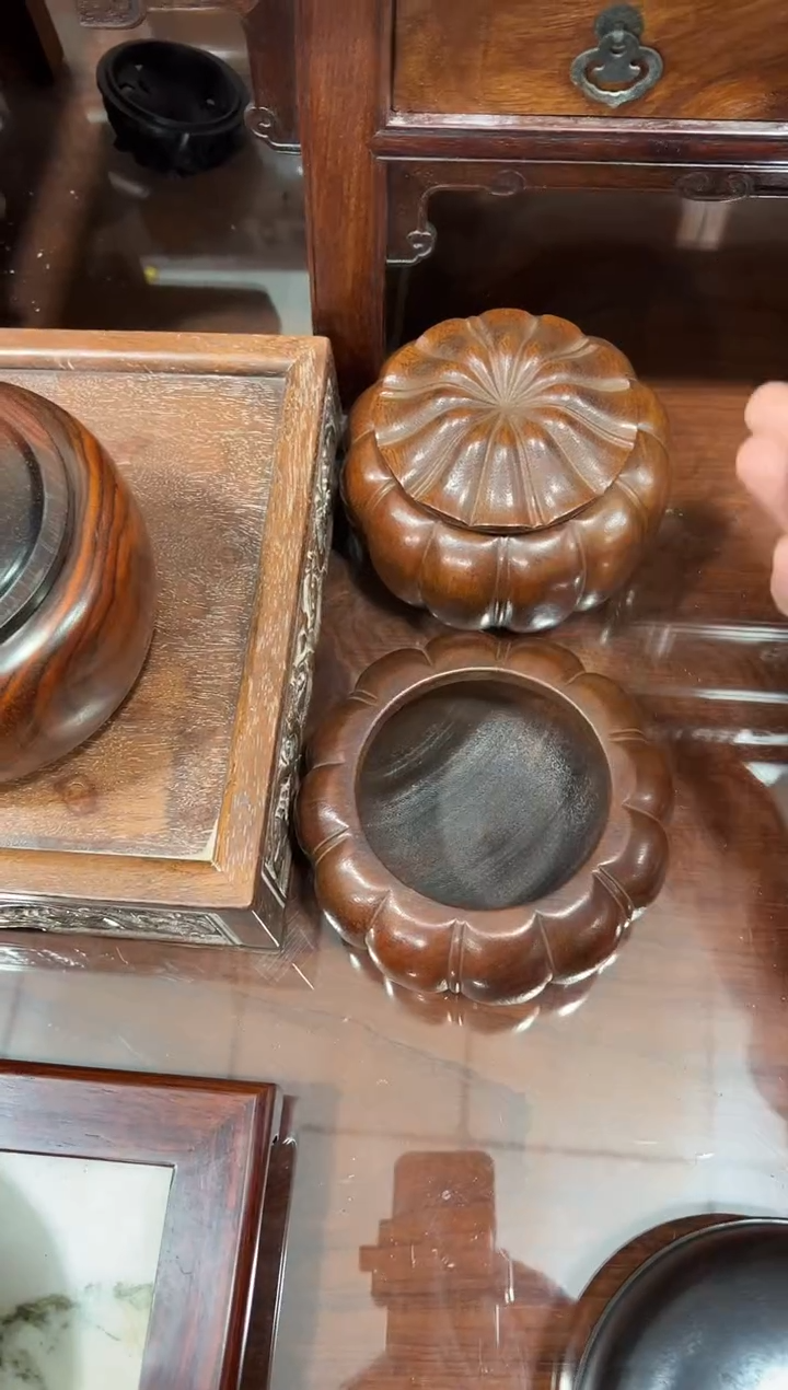 花梨木南瓜围棋罐一对