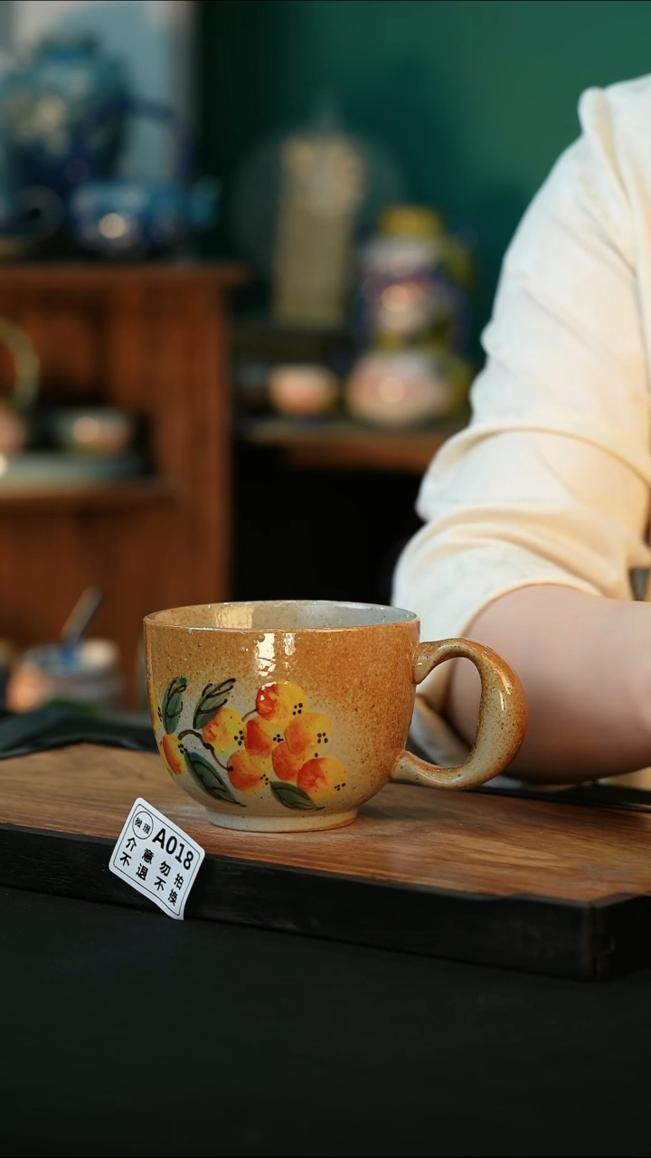 杯手绘心瓷陶瓷浮力微瑕