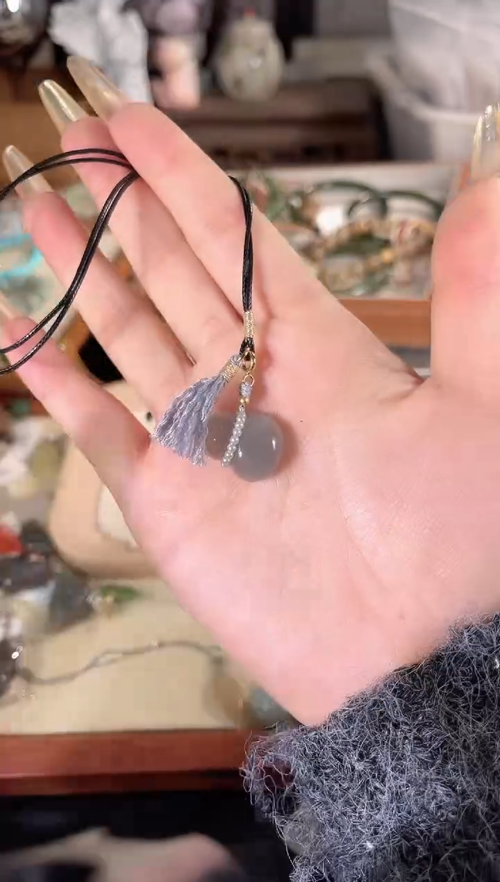 项链银S925镶嵌和田玉多样性发其一孤品默认微瑕