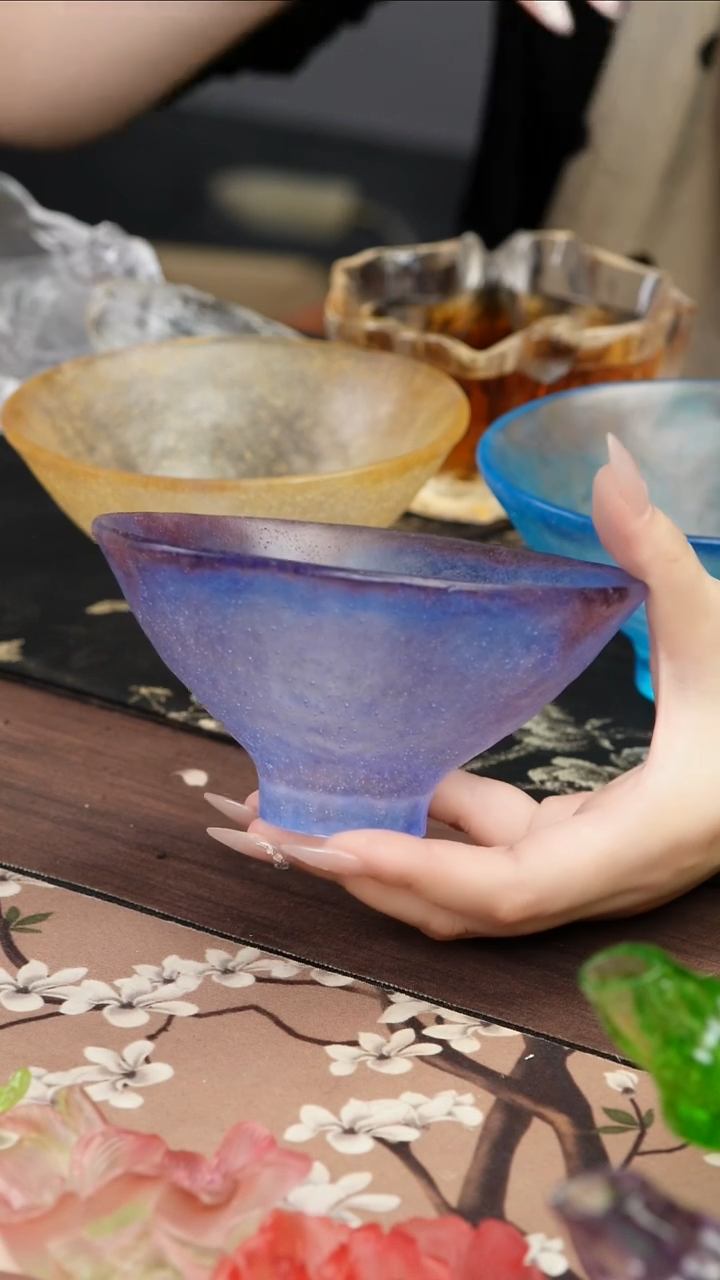 琉璃手工艺品紫色建盏