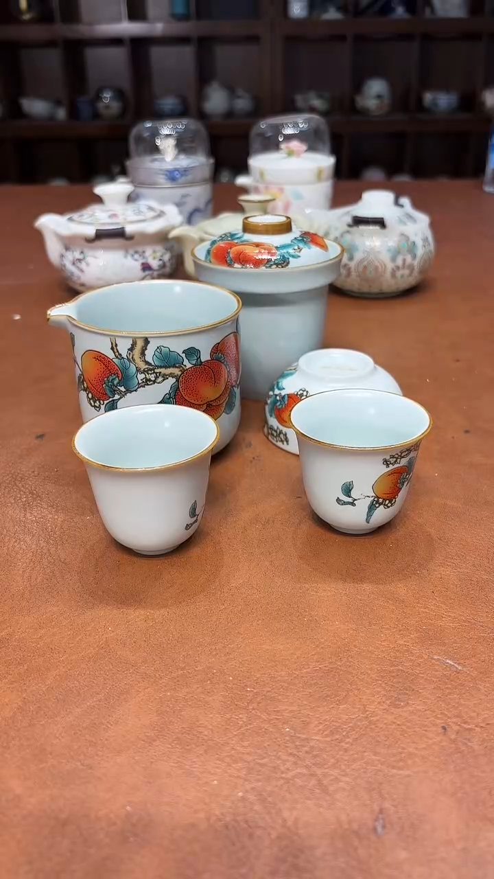 石榴花高雅艺术茶具清好看