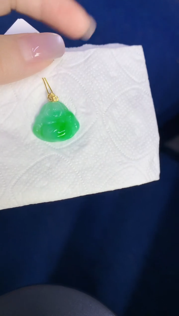 颈饰18K金镶嵌翡翠缅甸天然翡翠A货