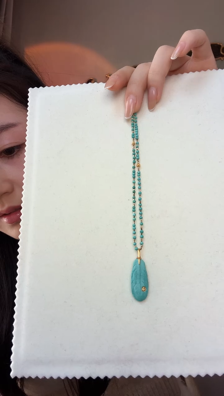 【闪购商品】绿松石颈饰未镶嵌羽毛绿松石吊坠