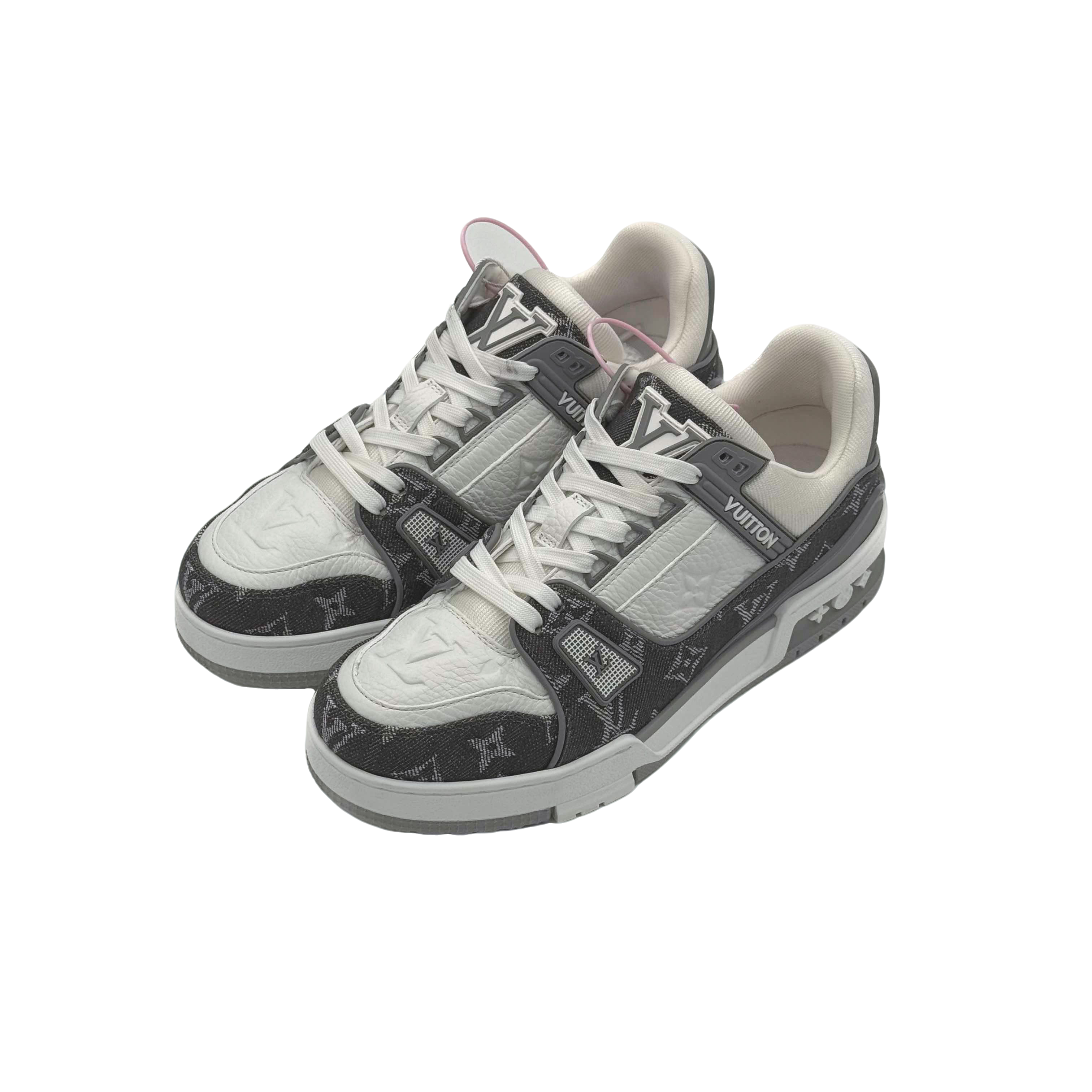 95新 LouisVuitton/路易威登 Trainer 灰白牛仔板鞋/37码/DM0993