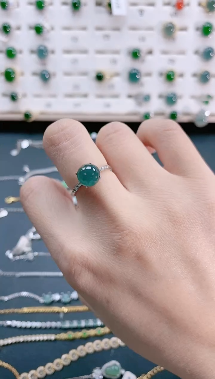 【闪购商品】翡翠戒指银S925镶嵌天然翡翠