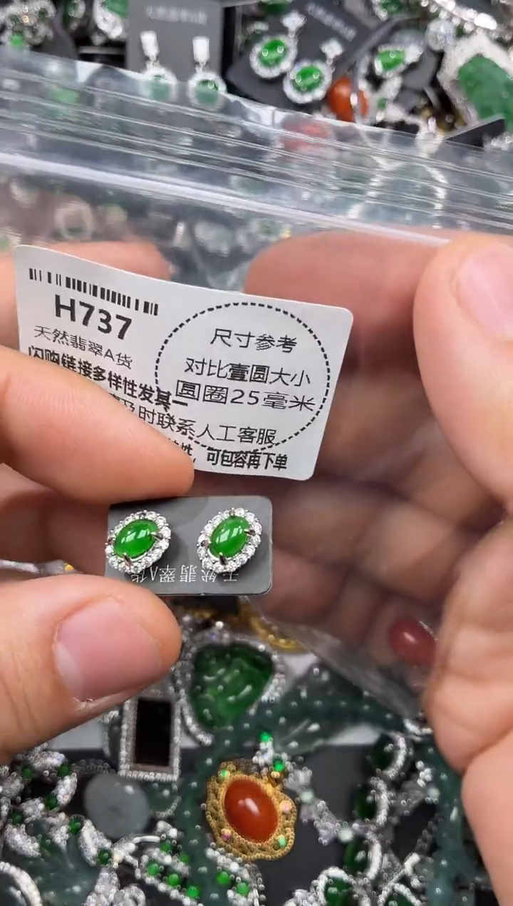 颈饰未镶嵌翡翠H737耳钉