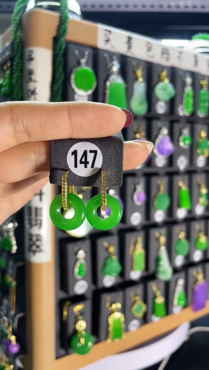 【闪购商品】翡翠耳饰银S925镶嵌147    