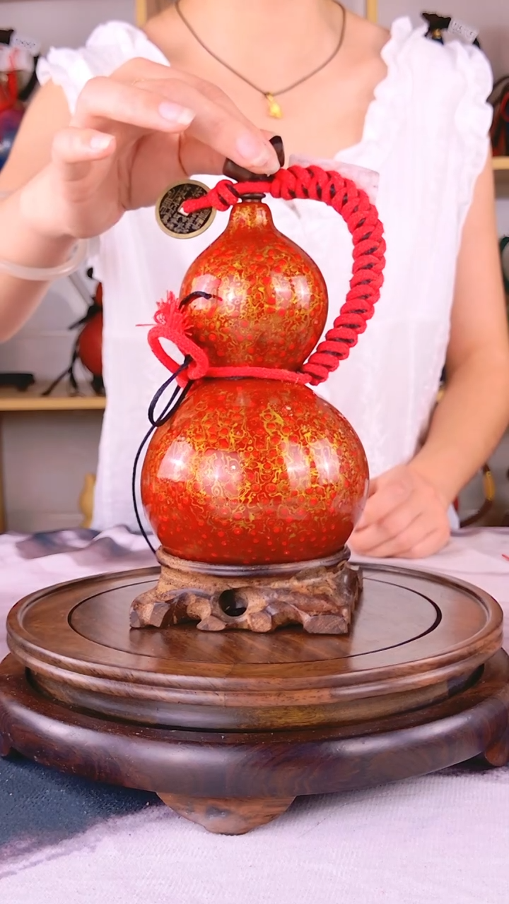 0538古法手作 大漆酒葫芦 