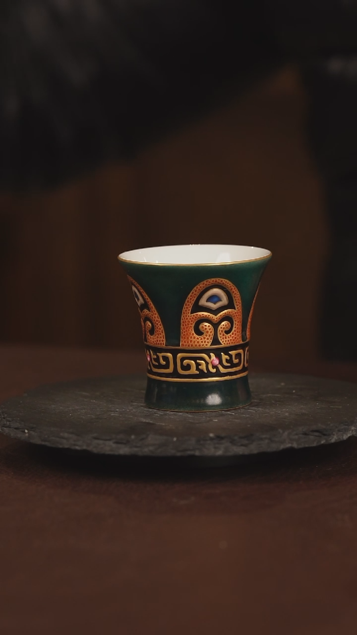 【闪购商品】观无暇手绘战国风五山饕餮纹茶具