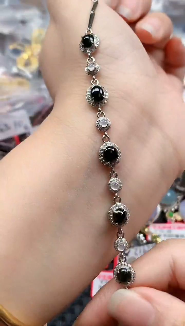 银S925镶嵌戒指翡翠天然A货缅甸翡翠