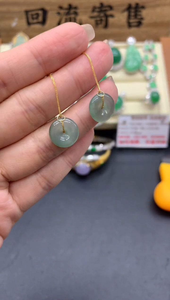 【闪购商品】翡翠耳饰18K金镶嵌4-中国好珍宝