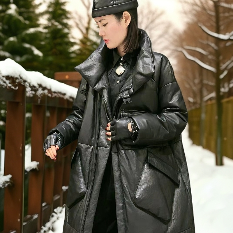 仙姐姐小众冬季高奢羊皮长羽绒红人上新羽绒服女款