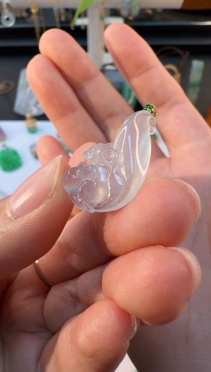 【闪购商品】翡翠颈饰18K金镶嵌缅甸翡翠A货吊坠