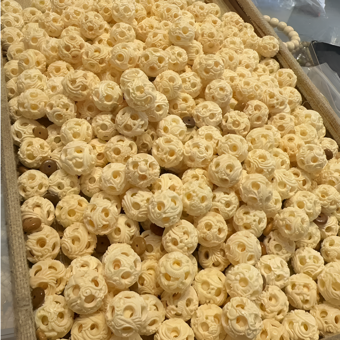 猛犸象牙精工鬼工球纯手工圆珠配饰全品原生态一等冰料18mm