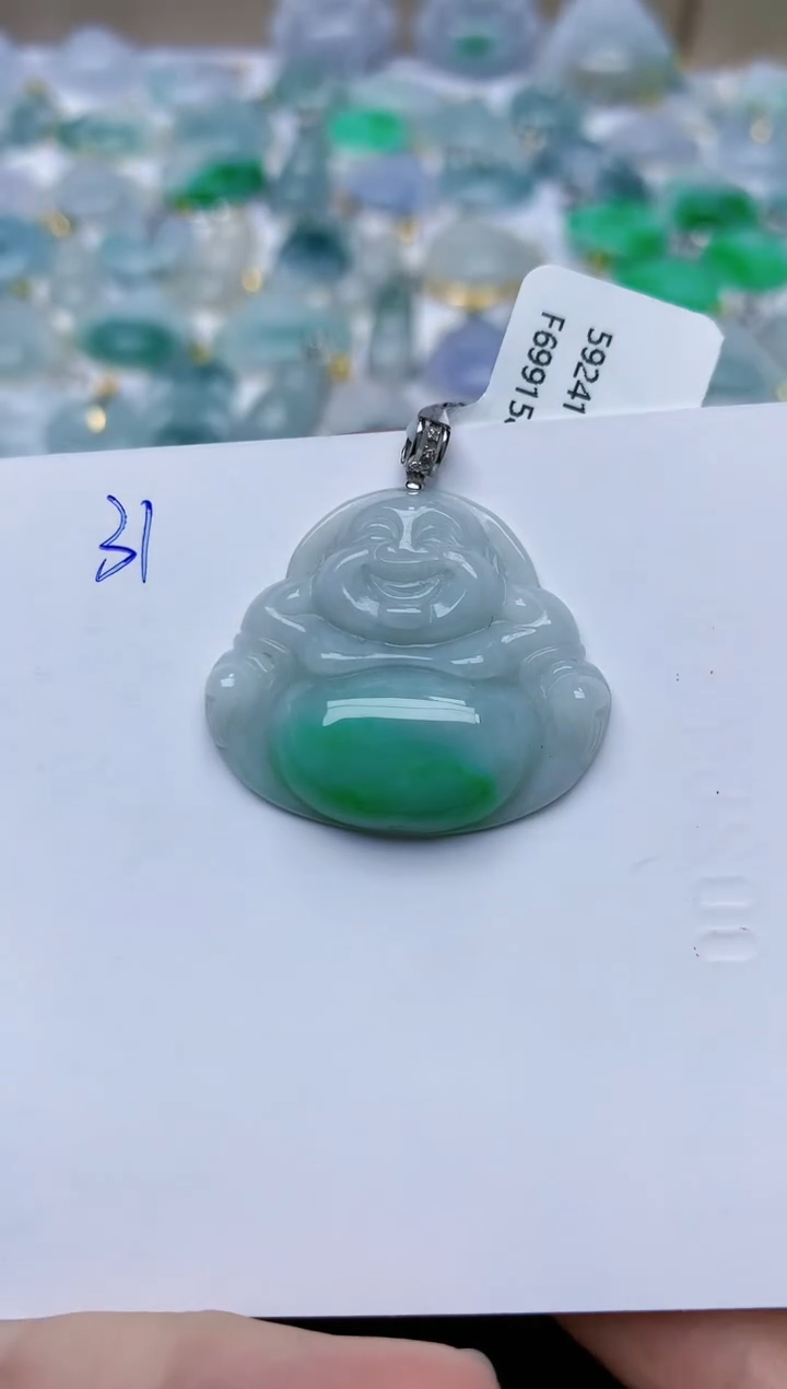 【闪购商品】翡翠颈饰18K金镶嵌31天然翡翠A货    