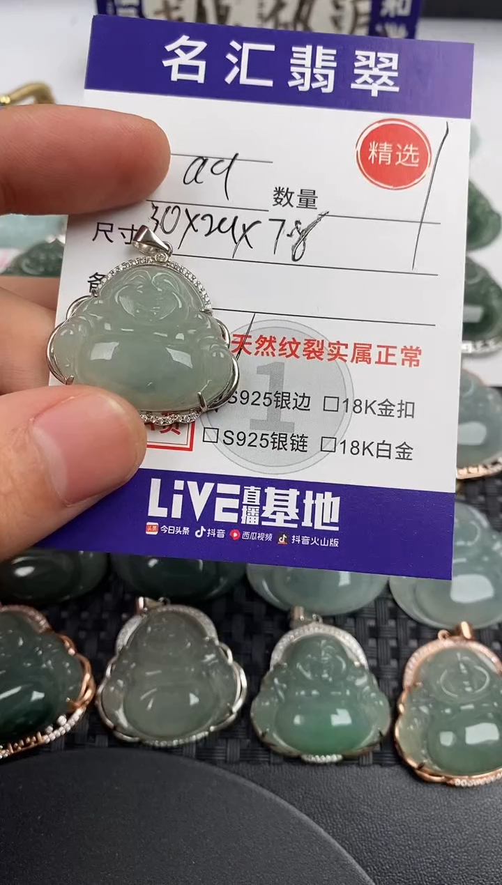 颈饰银S925镶嵌翡翠·
