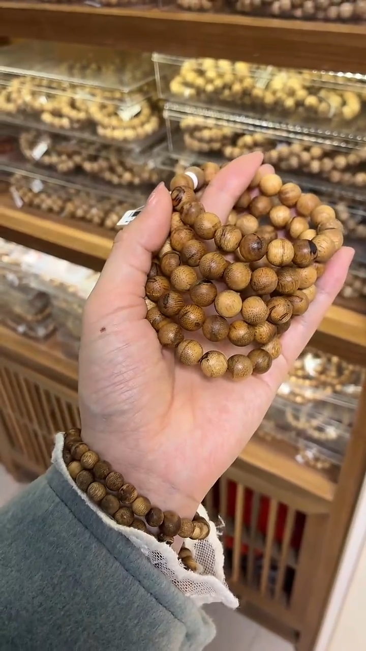 沉香手串菩萨棋圆珠单圈1.1虎斑多样性发其一