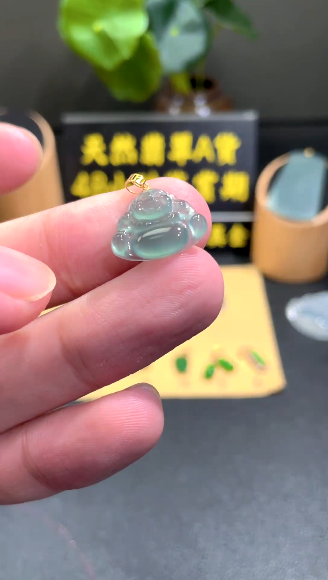 颈饰18K金镶嵌翡翠翡翠A货