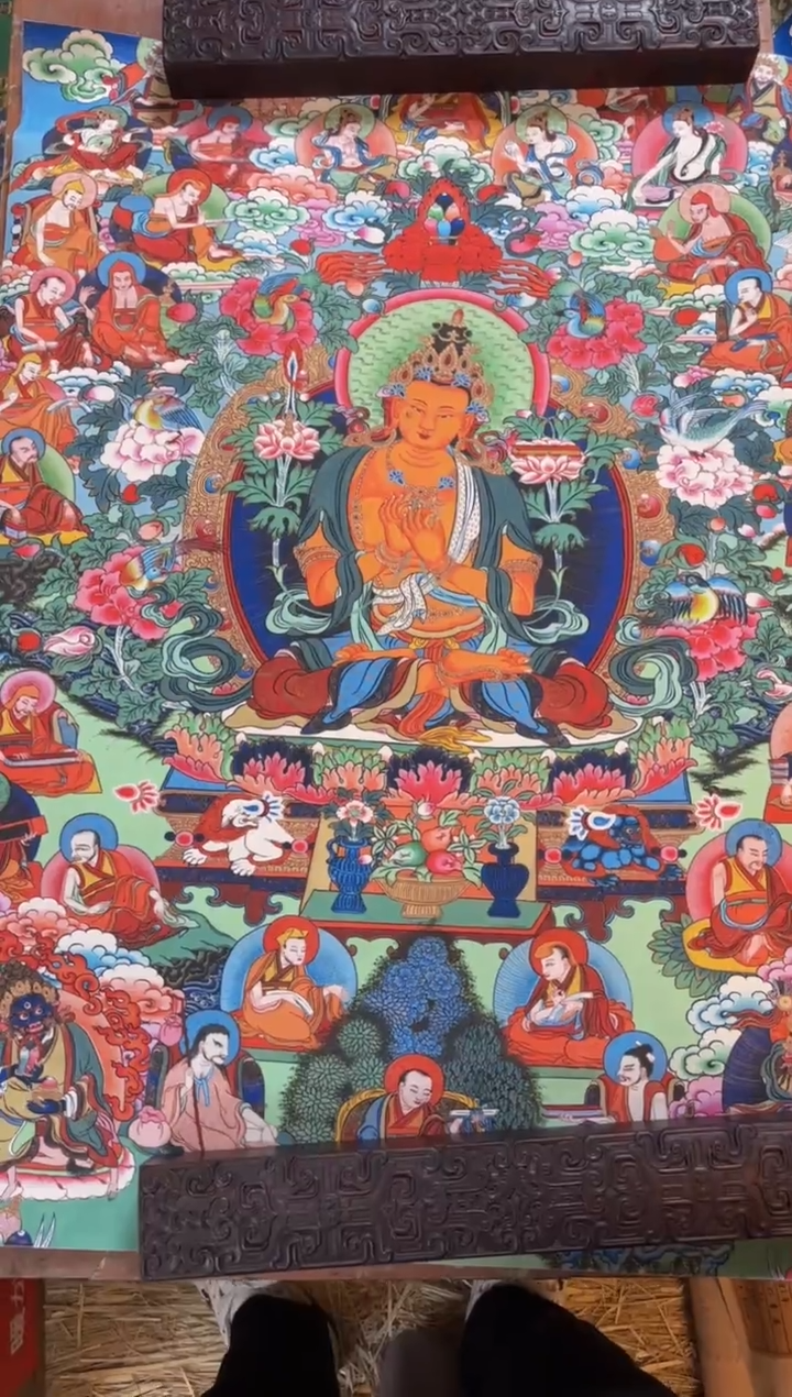 装裱画精品手绘唐卡链接--A135文殊菩萨