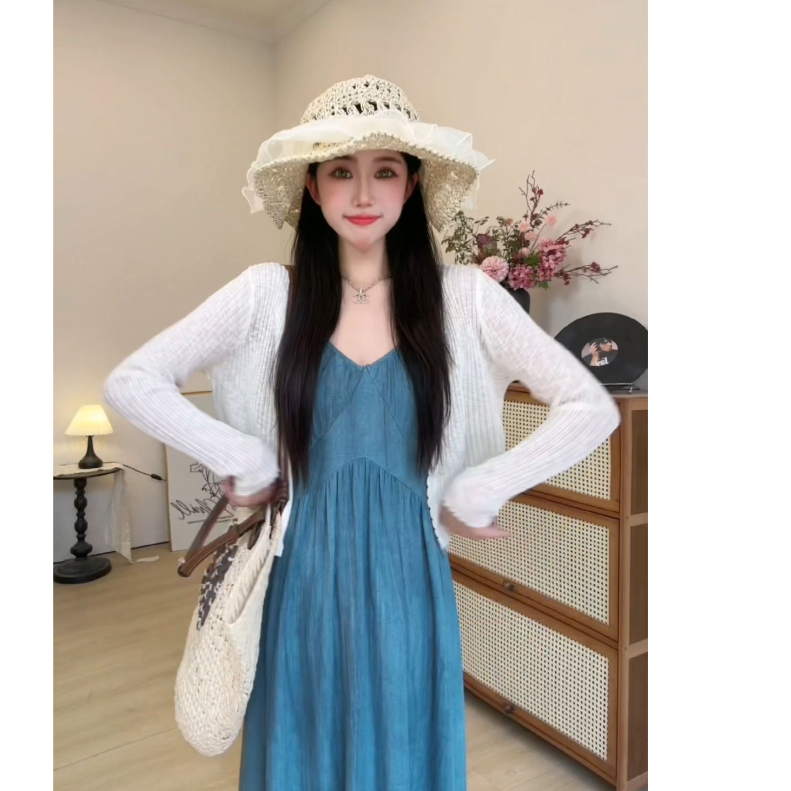 新款春夏2025开衫V领薄款上衣显瘦披肩外搭冰丝长袖小衫9952