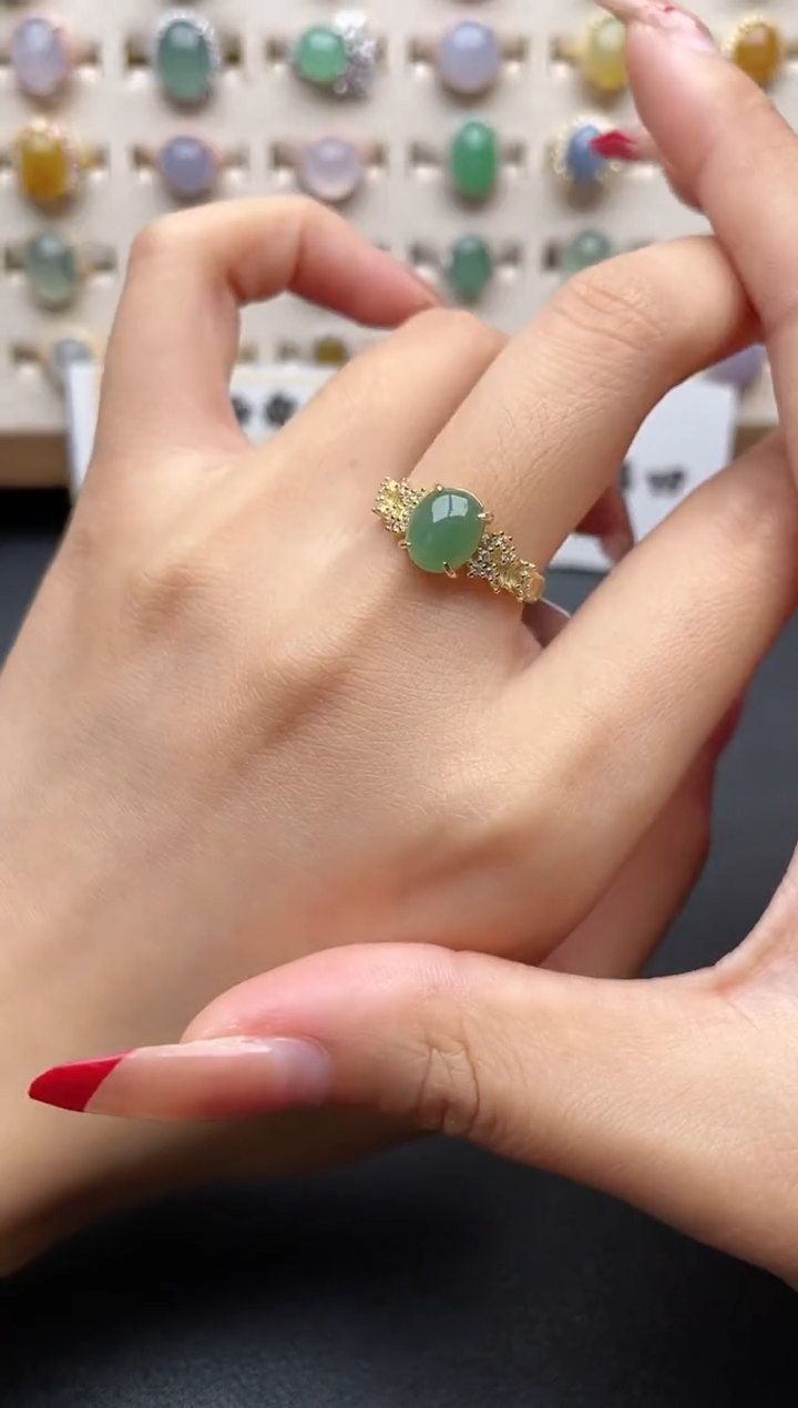 【闪购商品】翡翠戒指银S925镶嵌一物一证一礼盒