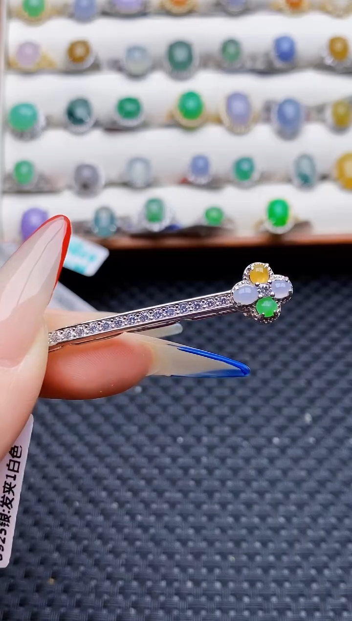 银S925镶嵌戒指翡翠0338