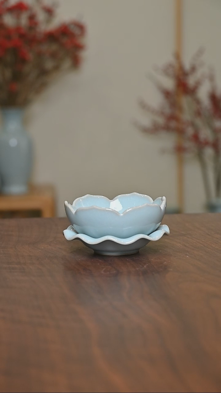 【闪购商品】其他莲花全瓷茶漏 微瑕天青釉 无款