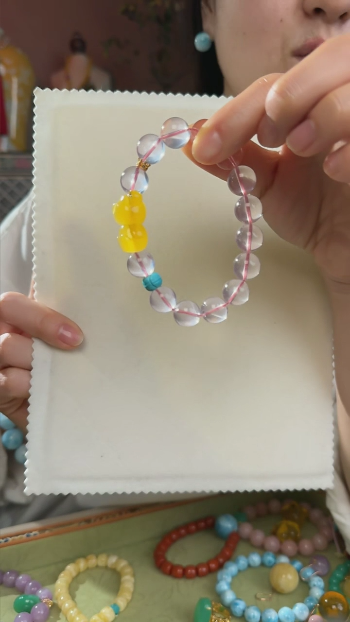 【闪购商品】水晶手串未镶嵌天然莫桑比克粉水晶手串