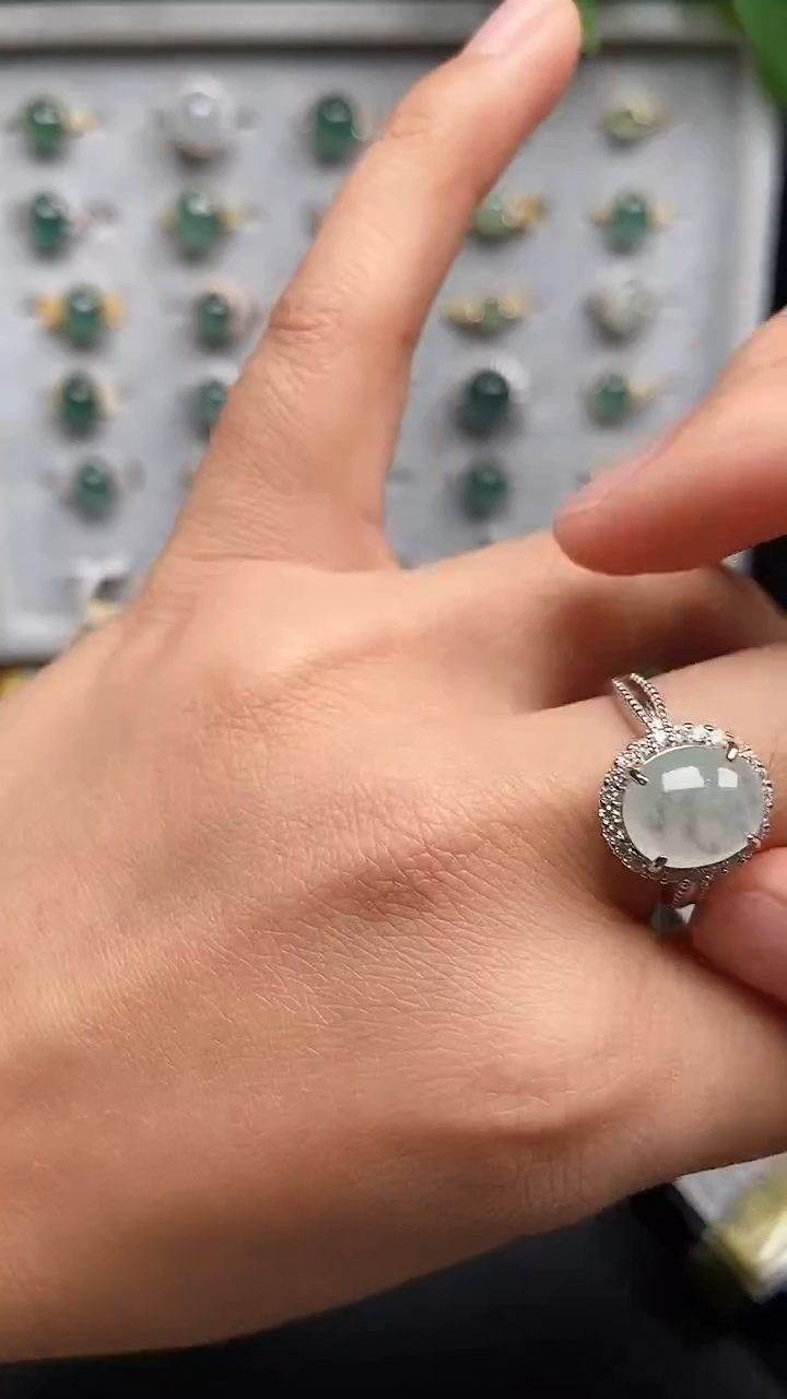 银S925镶嵌戒指翡翠1