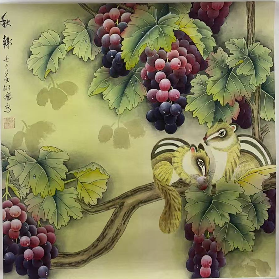 国画作品-斗方-秋趣