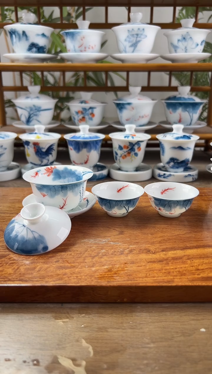微瑕线条莲80ml三才內绘+小玉兰杯2个